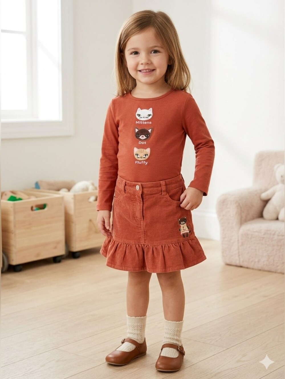 Gymbree Vintage Copper Key Rust Long Sleeve Top and Skirt Set Size 5